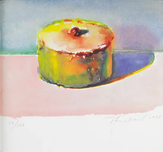 Wayne Thiebaud Lithograph, Cake, from Private Drawings: The Artist's Sketchbook, 1988