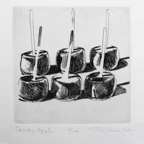Wayne Thiebaud Etching, Candied Apples, from Delights 1964