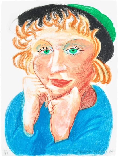 David Hockney alt-placeholder, Celia in Green Hat, 1984