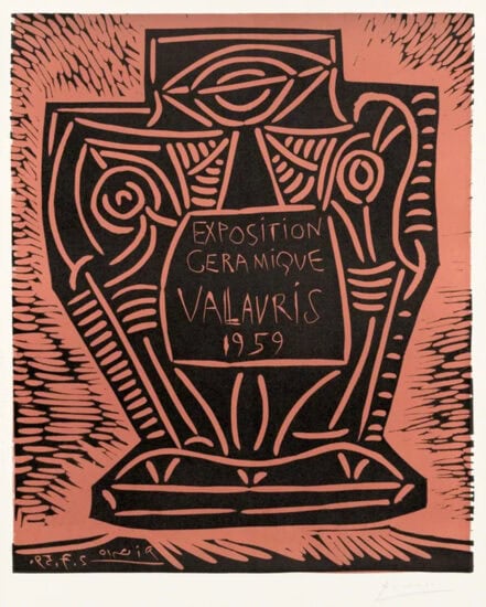 Pablo Picasso Linocut, Ceramics Exhibition, Vallauris, 1959