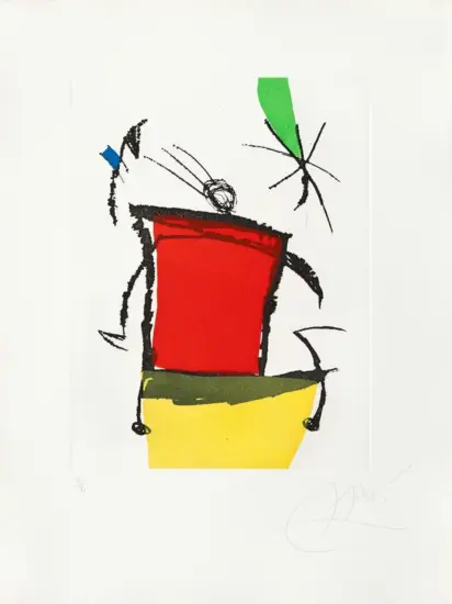 Joan Miró Etching and Aquatint, Chanteur des Rues V (Street Singer V), 1981