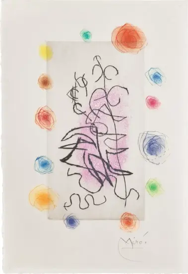Joan Miró Etching and Aquatint, Obscur Laurier (Dark Laurel), 1962