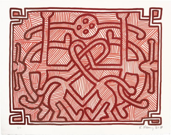 Keith Haring Lithograph, Chocolate Buddha (Plate 2), 1989