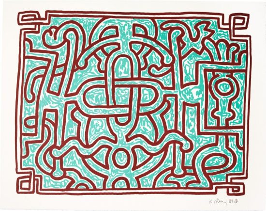 Keith Haring Lithograph, Chocolate Buddha (Plate 5), 1989