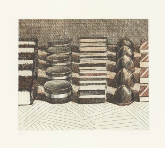 Wayne Thiebaud Etching, Chocolates, 1993