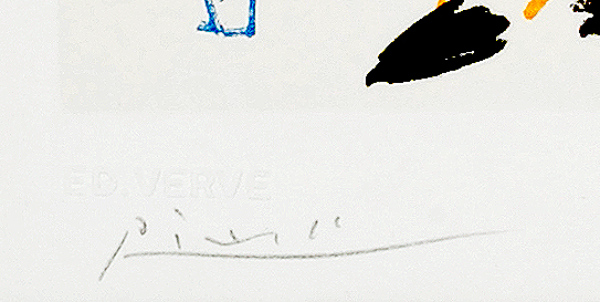 Pablo Picasso signature, Clown et écuyère (Clown and Horseman), from Verve Nos 29-30, 1954
