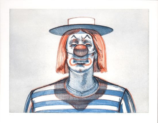 Wayne Thiebaud Etching, Clown, from Recent Etchings I, 1979