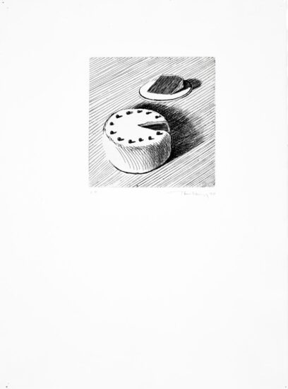 Wayne Thiebaud Etching, Coconut Cake, 1964