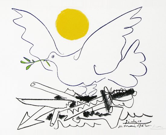 Pablo Picasso Lithograph, Colombe au soleil (Dove with Sun), 1962