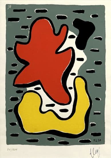 Fernand Léger Screen Print, Composition avec formes jaune et rouge (Composition with yellow and red shapes), 1954