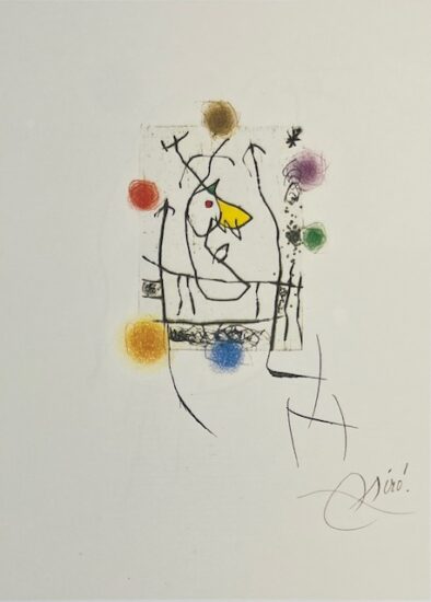 Joan Miró Etching and Aquatint, Frontispiece for "Miranda," from "Miranda" et "La Spirale" Series, 1979