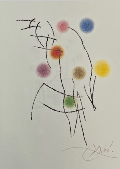 Joan Miró Etching and Aquatint, Tailpiece for "Miranda," from "Miranda" et "La Spirale" Series, 1979