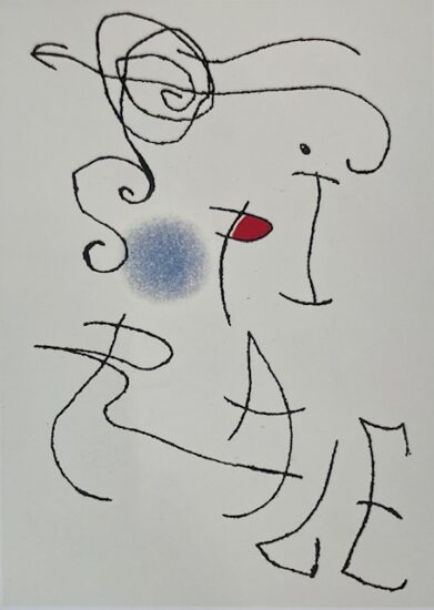 Joan Miró Etching, Cover for "La Spirale," from "Miranda" et "La Spirale" Series, 1979