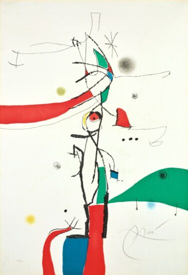 Joan Miró Etching and Aquatint, Demi-Mondaine à sa Fenêtre (Demimondaine at Her Window), 1975
