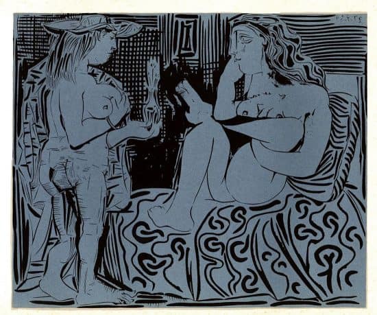 Pablo Picasso Linocut, Deux Femmes (Two Women), 1959
