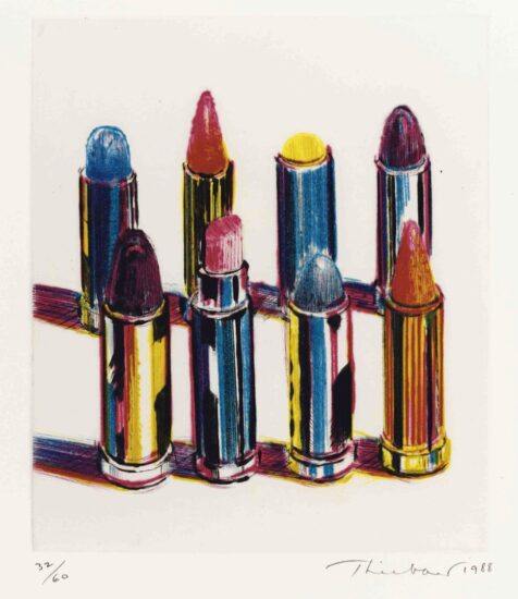 Wayne Thiebaud Drypoint, Eight Lipsticks, 1988