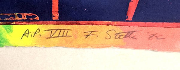 Frank Stella signature, Estoril Five II (from the Circuits series,) 1982