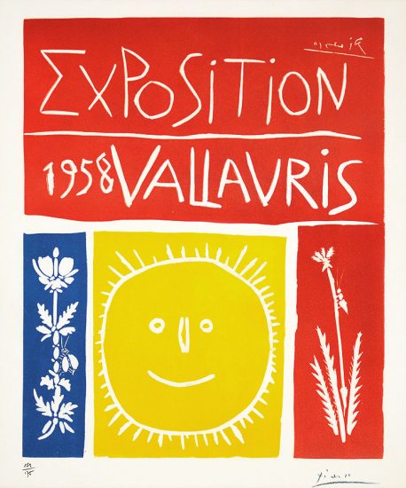 Pablo Picasso Linocut, Exposition Vallauris, 1958