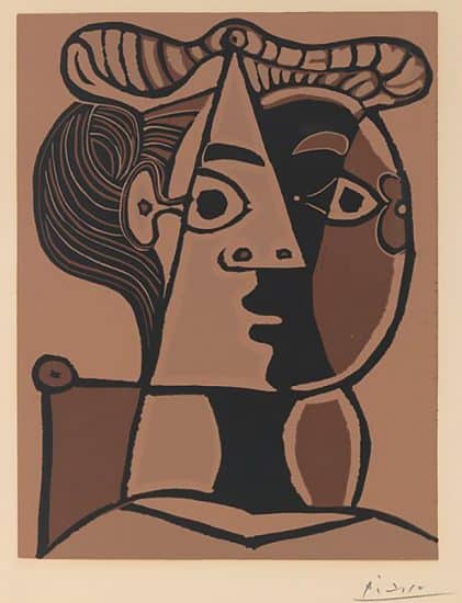 Pablo Picasso Linocut, Femme assise au chignon (Seated Woman with a Chignon), 1962