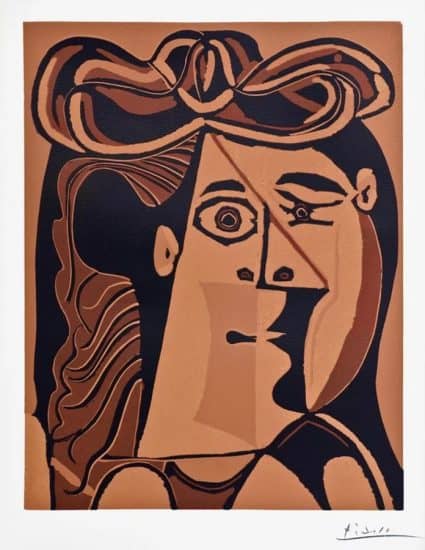 Pablo Picasso Linocut, Femme au chapeau (Woman with a Hat), 1962