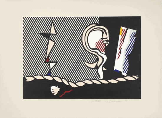 Roy Lichtenstein Lithograph, Figures with Rope, 1978