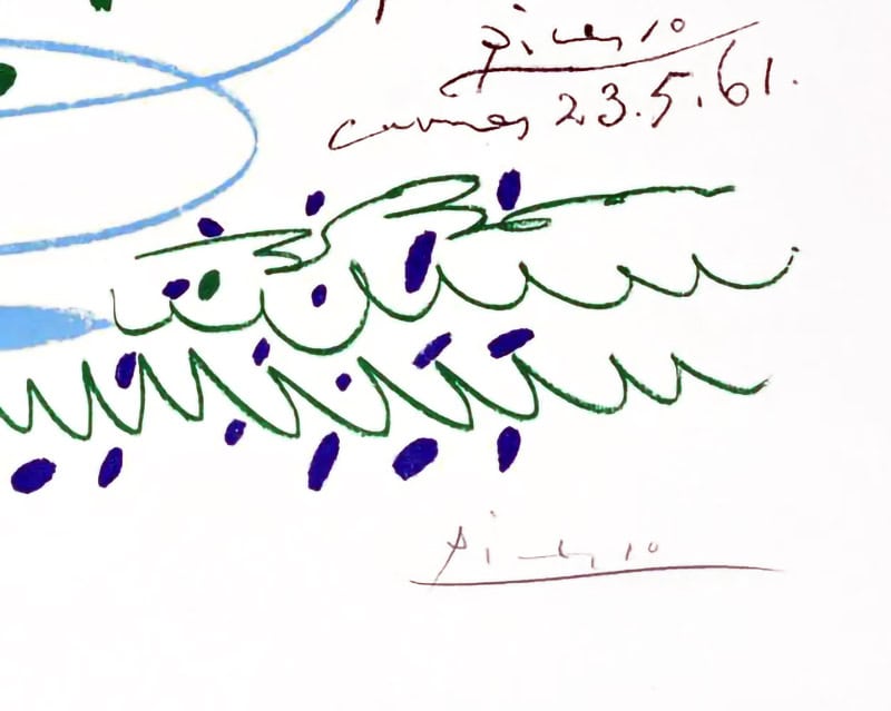 Pablo Picasso signature, Fleurs (For U.C.L.A), Flowers for UCLA, 1961