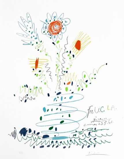 Pablo Picasso Lithograph, Fleurs (For U.C.L.A), Flowers for UCLA, 1961