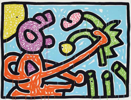 Keith Haring Silkscreen, Flowers (1) 1990 from the Flowers Portfolio