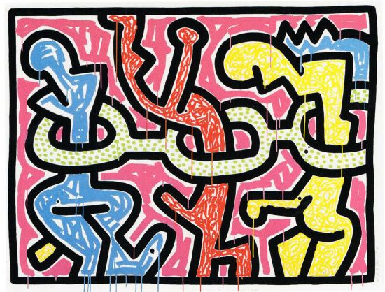 Keith Haring Screen Print, Flowers II, from the Flowers Portfolio, 1990