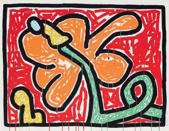 Keith Haring Silkscreen, Flowers V, from the Flowers Portfolio, 1990