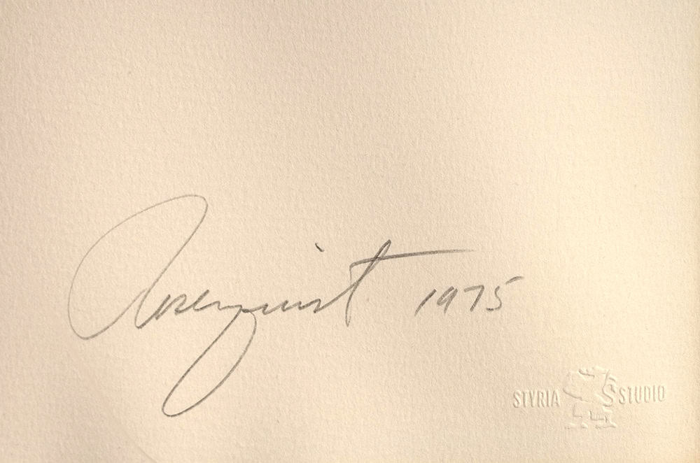 James Rosenquist signature, For Artists, 1975