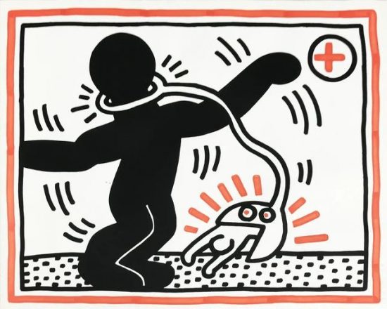 Keith Haring Lithograph, Free South Africa (Plate 1) from the Free South Africa Portfolio, 1985