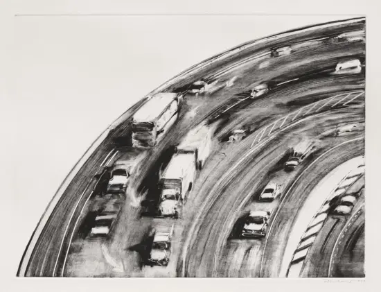 Wayne Thiebaud Monotype, Freeway Curve, 1977