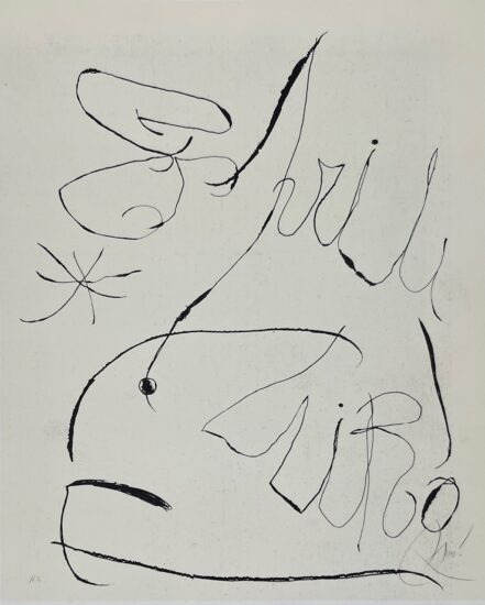 Joan Miró Etching, Title Page from Espriu – Miró, 1975