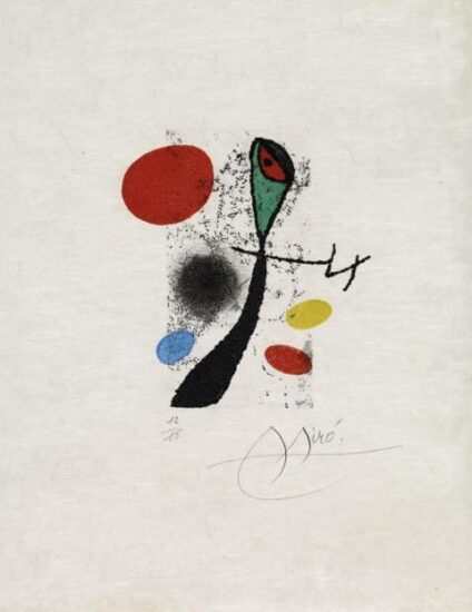 Joan Miró Etching and Aquatint, Tail-piece for Le Vent Parmi Les Roseaux (The Wind Among the Reeds), 1971