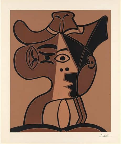 Pablo Picasso Linocut, Grand Tête de Femme au Chapeau (Large Head of a Woman with a Hat), 1962