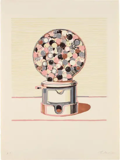 Wayne Thiebaud Linocut, Gumball Machine, 1971