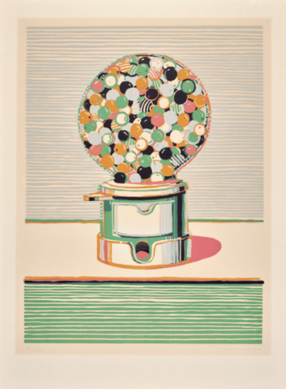 Wayne Thiebaud Linocut, Gumball Machine, from Seven Still Lifes and a Silver Landscape, 1971