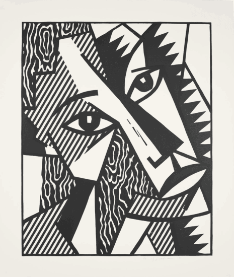 Roy Lichtenstein Woodcut, Head (Black State), 1981