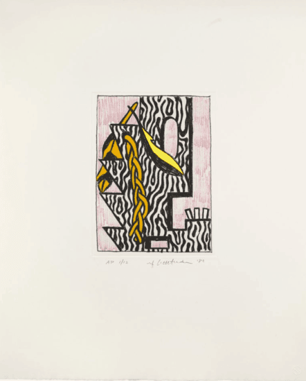 Roy Lichtenstein Etching, Head with Feathers and Braid, 1980