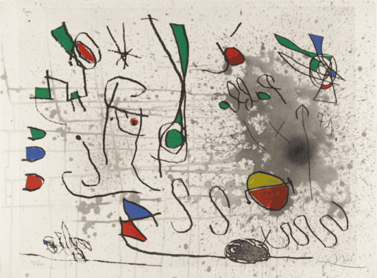 Joan Miró Etching and Aquatint, Hommage à Picasso (Homage to Picasso), 1972