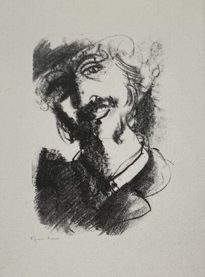 Marc Chagall Lithograph, Homme souriant à la Tête penchée (Man smiling with head to one side), 1922/1956