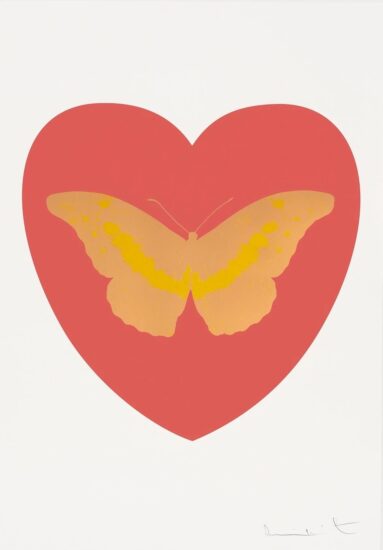 Damien Hirst Foil, I Love You (coral, cool gold, oriental gold), 2015