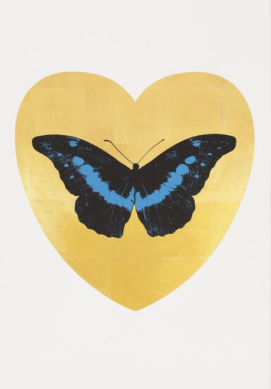 Damien Hirst Foil, I Love You (gold leaf, black, turquoise), 2015