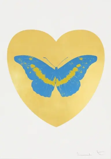 Damien Hirst Foil, I Love You (gold leaf, turquoise, oriental gold), 2015