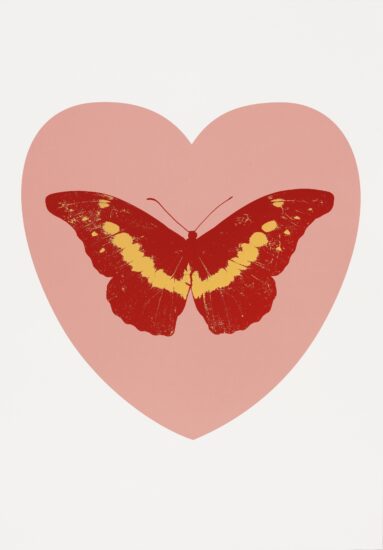 Damien Hirst Foil, I Love You (pink, poppy red, cool gold), 2015