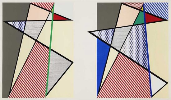 Roy Lichtenstein Woodcut, Imperfect Diptych, 57 7/8 " x 93 3/4", from the Imperfect Series, 1988