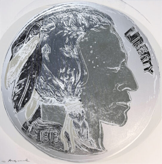 Andy Warhol Screen Print, Indian Head Nickel, from the Cowboys and Indians Series, 1986