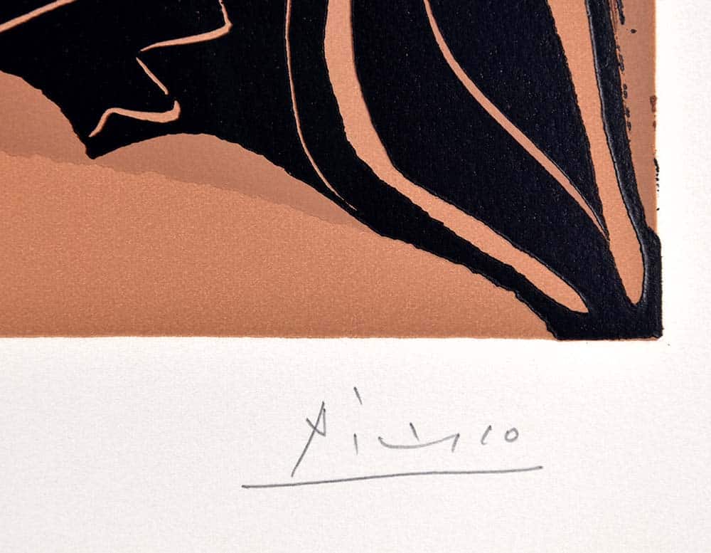 Pablo Picasso signature, Jacqueline au Bandeau de Face (Grand Tête de Femme), 1962