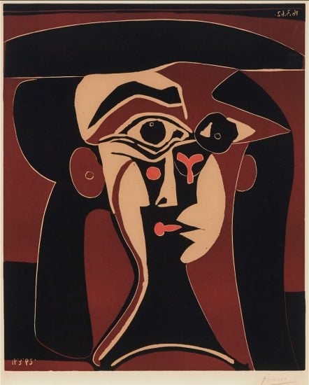 Pablo Picasso Linocut, Jacqueline Au Chapeau Noir (Jacqueline in Black Hat), 1962